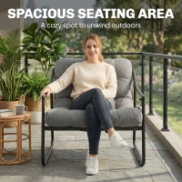 Outsunny Tuinbank Tuinstoel met afneembaar zitkussen Loungestoel met armleuningen, belastbaar tot 120 kg, donkergrijs(m-6)