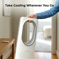 HOMCOM Bladeless Tower Fan for Bedroom, 36dB Standing Cooling Fan with 45° Oscillating, 3 Speeds, 3 Modes, 15H Timer, White(m-8)