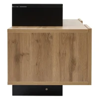 Dulap TV modern, cu iluminare LED și spațiu de depozitare deschis, 190x40x48,5 cm, Negru + Culoare naturală(m-10)