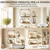 HOMCOM Mensole Flottanti Geometriche per Soggiorno, Set di 4 Pezzi, Nero(m-8)