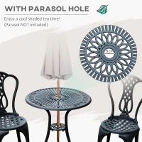 Outsunny 3 Piece Patio Bistro Set, Cast Aluminium Garden Outdoor Furniture Table and Chairs, Shabby Chic Style(m-16)