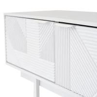 Mobile TV moderno con motivi a righe e ripiani aperti, in truciolato, 200x40x51 cm, Bianco(m-6)