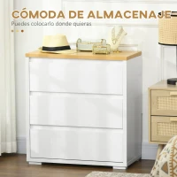 HOMCOM Cómoda con 3 Cajones Cómoda Dormitorio sin Tiradores Cajonera para Salón Oficina Estilo Moderno 70x37x75 cm Blanco(m-4)