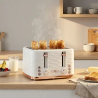HOMCOM Four-Slice Rippled Toaster - White(m-4)
