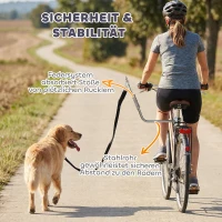 PawHut Fahrradleine für Hunde mit Stoßdämpfern verstellbar Gurt abnehmbar Schnellverschluss für Training Joggen Silber+Schwarz(m-5)