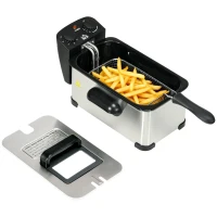 HOMCOM 3 Litre Stainless Steel Deep Fat Fryer with Adjustable Temp, 60min Timer, Viewing Window and Safety Cut Out, 2000W(m-10)