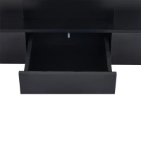 Tavolino da salotto a 2 livelli con luce LED a 16 colori, ripiano aperto e cassetto, 100x50x39 cm, Nero(m-9)