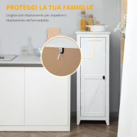HOMCOM Armadio da Archiviazione per Cucina, Mobiletto Alto per Bagno, Stile Classico con 3 Ripiani Regolabili, Altezza 120 cm, in Legno, Bianco(m-6)