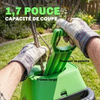 Outsunny Broyeur de Végétaux Électrique 2500 W, Broyeur de Branches avec Sac de Collecte 45L, 4300 tr/min, 44x34x96cm, Vert(m-7)