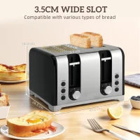 HOMCOM Retro 3000W Kettle and Toaster Set - Black(m-8)