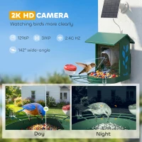 PawHut Smart Bird Feeder Camera 2K HD with AI Identifies 16,000+ Species, 2K HD Auto Capture Video, APP Instant Notifications(m-5)