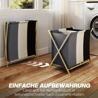 HOMCOM Wäschekorb mit 3 Fächern 129L Klappbar Wäschesammler für Waschküche Schlafzimmer Mehrfarbig(m-5)