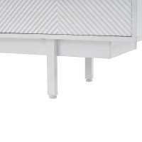 Mobile TV moderno con motivi a righe e ripiani aperti, in truciolato, 200x40x51 cm, Bianco(m-13)