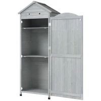 Outsunny Dulap grădină din lemn, magazie înaltă pentru unelte cu raft reglabil, ușă magnetică, acoperiș galvanizat, ventilație(m-6)