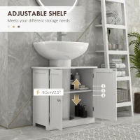 HOMCOM Under Sink Bathroom Storage Cabinet 2 Layers Vanity Unit Wooden - White(m-5)