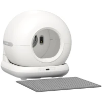 PawHut Caixa de Areia Autolimpante Capacidade 7L com Controlo por APP Purificação de Odores Ruído e Sensores de Segurança 58,1x47,5x53 cm Branco e Cinzento(m-1)