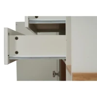 Credenza moderna con spazio contenitore, in Truciolato, 130x40x70 cm, Bianco e color Legno(m-10)