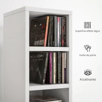 HOMCOM Contenitori per CD e DVD con 12 Compartimenti, Capacità Massima 204 CD, 21 x 20 x 175 cm, Bianco(m-6)