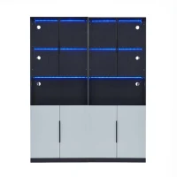 Vetrina per collezione moderna con illuminazione LED, 160x30x200 cm, Bianco(m-2)