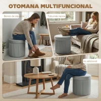 HOMCOM Puff Almacenaje Banco Almacenaje Plegable 35 L 38x38x38 cm Tapizado en Terciopelo Baúl de Almacenamiento Gris Oscuro(m-7)