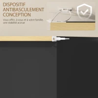 HOMCOM Armoire à Chaussures 3 Portes abattantes 2 Compartiments Panneaux Particules noir chêne(m-6)