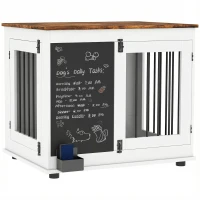 PawHut Cage pour chien cage chien intérieur avec 2 portes tableau noir pour chiens taille moyenne 20 kg 80 x 60 x 70 cm blanc(m-11)