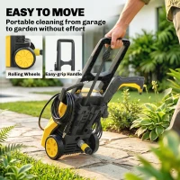 Outsunny Nettoyeur haute pression 1600W 120 bar avec pompe buse réglable et arrêt automatique 29,5x22x60 cm Jaune(m-4)