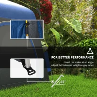 Outsunny 4 Person Pop Up Camping Tent Quick Setup Automatic Hydraulic Family Travel Tent w/ Windows Doors Carry Bag, Blue(m-7)