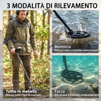 Outsunny Metal Detector 3 Modalità Adulti, Bobina Impermeabile IP68, Display LCD(m-4)