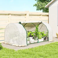 Outsunny Serre de jardin mini serre serre à tomates 2 x 1 x 0,8 m porte zippée bâche PE acier blanc(m-10)