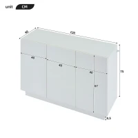 Credenza da sala da pranzo minimal con luce LED, in truciolato, 120x40x75 cm, Bianco(m-3)