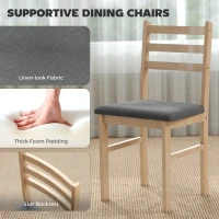 HOMCOM 3-częściowy zestaw stołowy z 2 krzesłami, stół kuchenny dla małych przestrzeni, krzesła tapicerowane, oszczędzają miejsce, MDF, naturalne drewno(m-5)