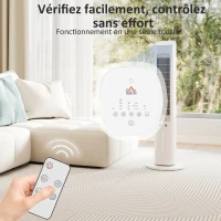 HOMCOM Refroidisseur d'air colonne 3 en 1 refroidisseur humidificateur ventilateur, oscillation 48°, 3 vitesses 3 modes, blanc(m-8)