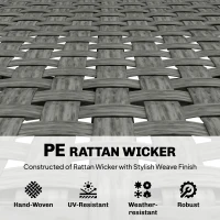 Outsunny Banco de jardín 2 plazas de resina trenzada y acero, con reposabrazos, respaldos y patas regulables, 110x58x78cm, gris(m-4)