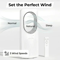 HOMCOM Bladeless Tower Fan for Bedroom, 36dB Standing Cooling Fan with 45° Oscillating, 3 Speeds, 3 Modes, 15H Timer, White(m-5)