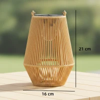 Outsunny Lot de 2 lanternes solaires suspendues extérieur, lampes de jardin en résine tressée avec allumage automatique, marron(m-3)