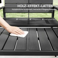 Outsunny Gartenmöbel Set Sitzgruppe für 4 Personen Gartenlounge mit 2er Sofa 2 Sessel Beistelltisch Lamellendesign Schwarz(m-6)