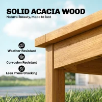 Outsunny Coffee Table Fully Assembled Patio Side Table Slatted Top Solid Acacia Wood for Indoor Outdoor Natural Wood(m-4)