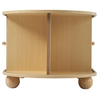 Table basse ovale avec rangement et portes coulissantes, 100x50x40 cm, Couleur naturelle(m-10)
