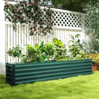 Outsunny Carré potager potager surélevé en acier galvanisé barres de soutien et plaques d'angle fond ouvert 240 x 40 x 45 cm vert(m-10)