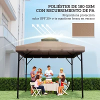 Outsunny Toldo de Recambio 3x3 m con Techo Doble Orificios de Drenaje y UPF 30+ Solo Toldo NO Incluye Marco Caqui(m-5)