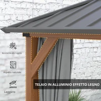 Outsunny Pergola da giardino con tetto rigido in metallo zincato, struttura in alluminio, tendaggi e zanzariere, 3x4 m(m-5)