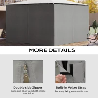 Outsunny Zasłona zamienna do pawilonu, zestaw 4 szt., do pawilonów 3x4 m, 352x205 cm, jasnoszary(m-5)