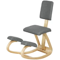 HOMCOM Silla Ergonómica de Rodillas con Respaldo Cojines Acolchados Marco de Madera para una Mejor Postura Oficina Gris(m-11)