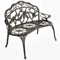 Outsunny Cast Aluminium Garden Bench - Bronze Tone(m-1)