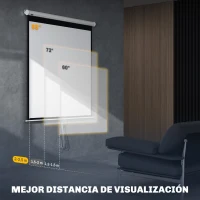 HOMCOM Pantalla de Proyección Portátil 85 Pulgadas Formato 1:1 para Interior y Exterior Cine en Casa Patio 146x146 cm Blanco(m-6)