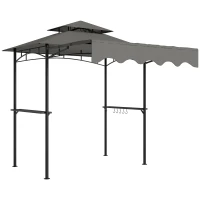 Outsunny Grillpavillon 242x232x248 cm wasserabweisend flammhemmend Gartenpavillon mit Doppelschichtdach Grau(m-11)