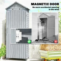 Outsunny Dulap grădină din lemn, magazie înaltă pentru unelte cu raft reglabil, ușă magnetică, acoperiș galvanizat, ventilație(m-5)