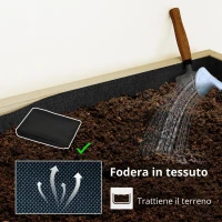 Outsunny Separatore di ambiente con 6 fioriere, paravento esterno pieghevole a 3 pannelli con foro di drenaggio e fodera, legno naturale(m-9)