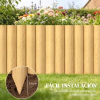 Outsunny Valla de Jardín de Madera Panel Decorativo Resistente y Fácil de Instalar para Patio Césped Camino 176x38 cm Natural(m-5)